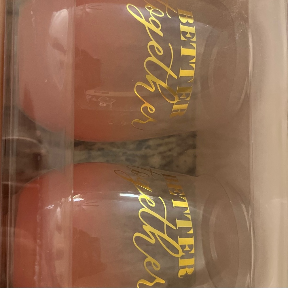 Slant Collections “Better Together” Pink Stemless Wine Glasses – Set of 2 - Picture 4 of 6